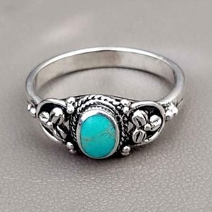 Heavy Oval Turquoise Sterling Silver 925 Ring